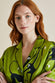 Lila Mangabey Green Monkey Silk Satin Pajamas