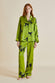Lila Mangabey Green Monkey Silk Satin Pajamas