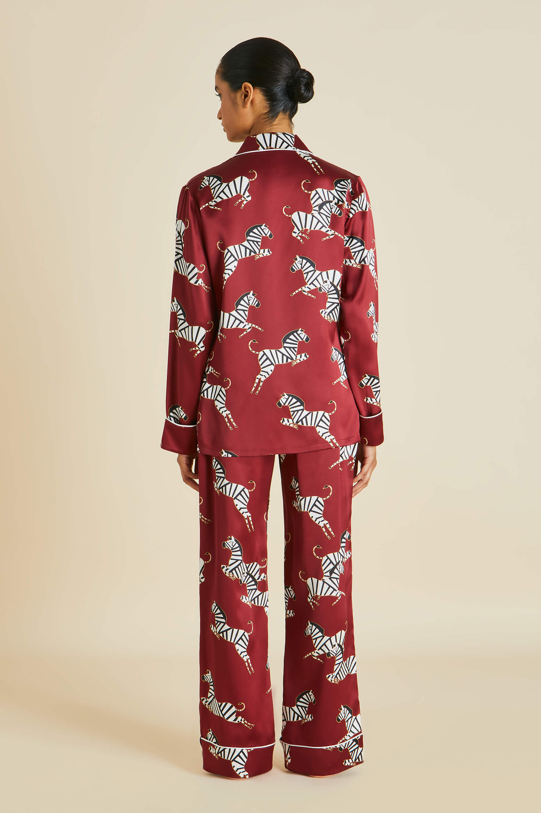 Lila Zenos Red Zebra Pajamas in Silk Satin