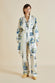 Mimi Paradise Cream Mountainscape Silk Satin Robe