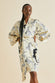 Mimi Demy Cream Zebra Silk Satin Robe