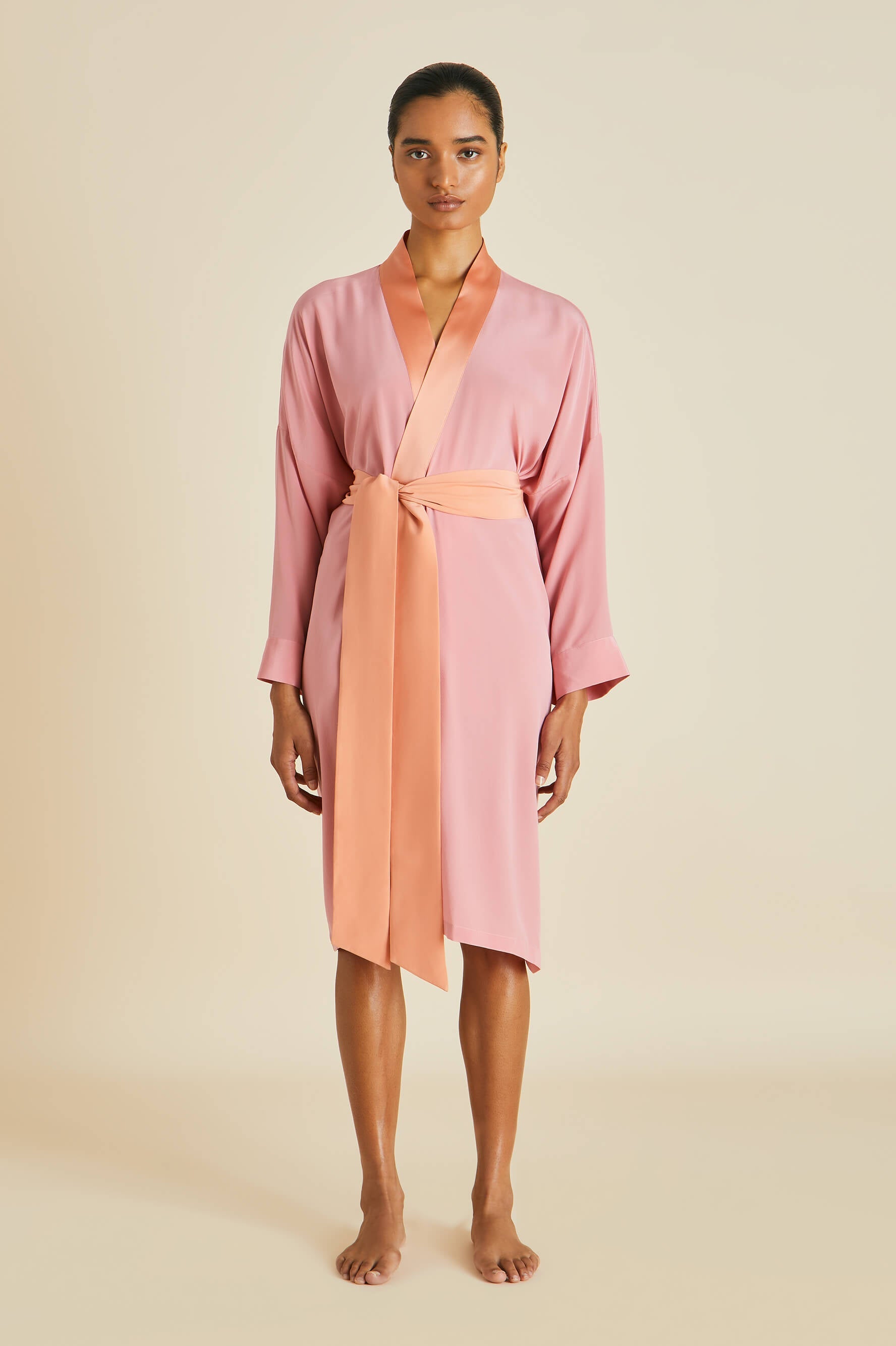 mimi pink silk robe