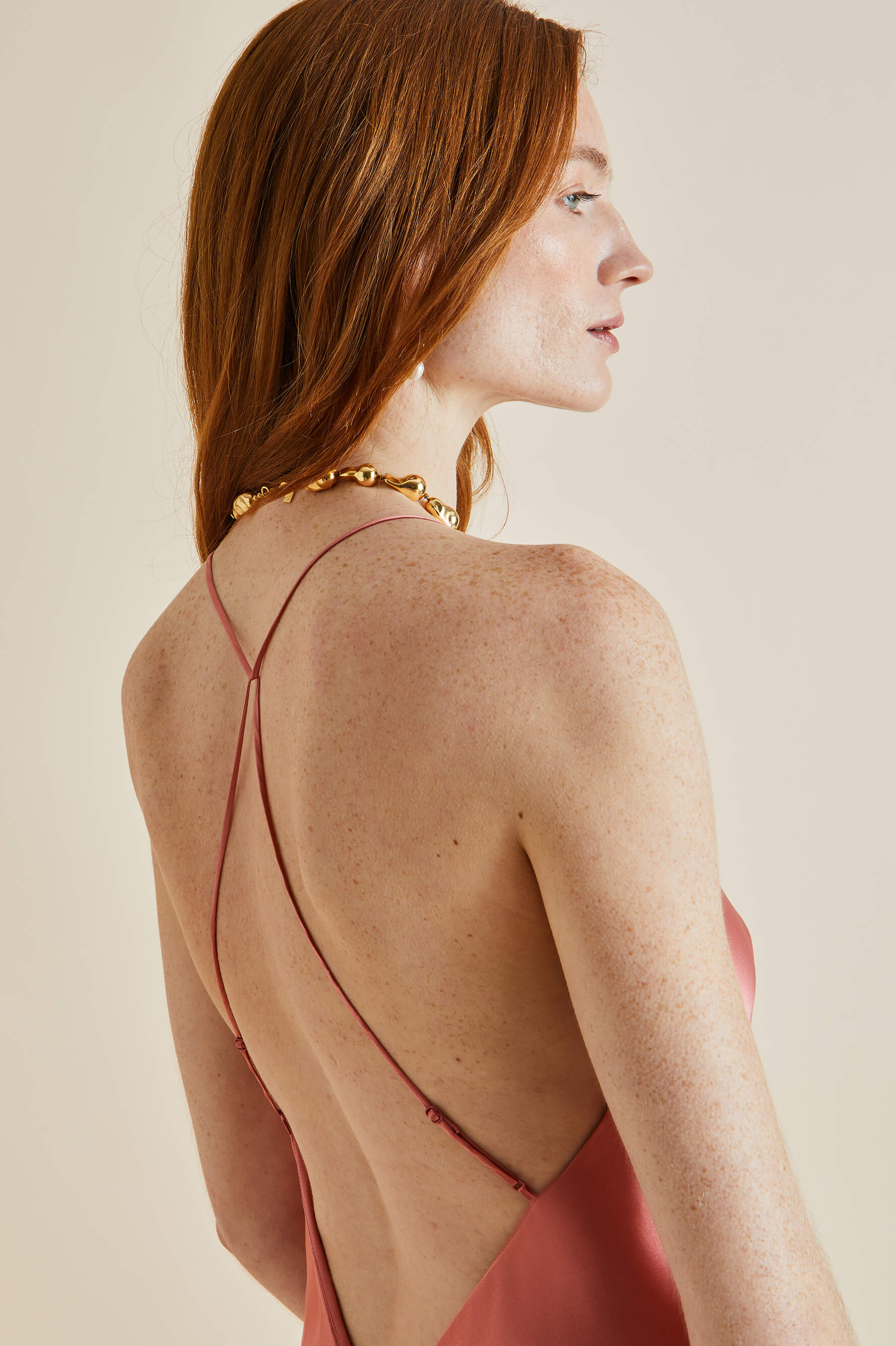Mossy Rose Pink Silk Satin Slip Dress