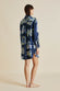 Poppy Voyage Navy Mountainscape Silk Satin Nightshirt