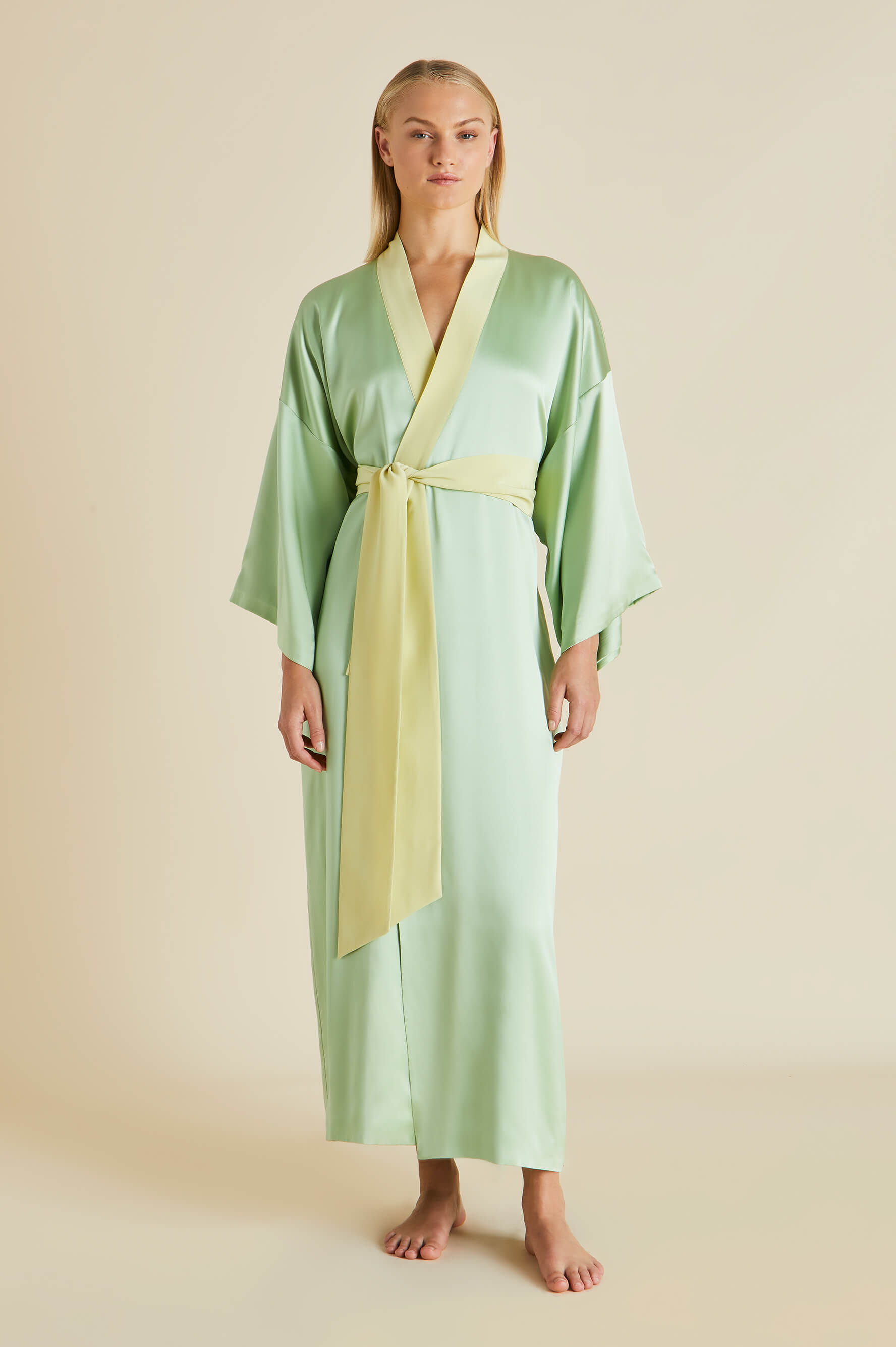 queenie green silk robe