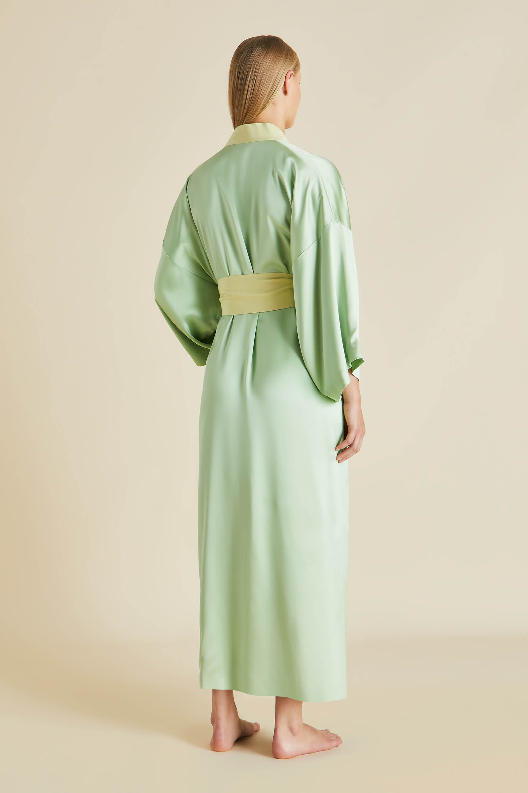 Queenie Green Silk Satin Robe
