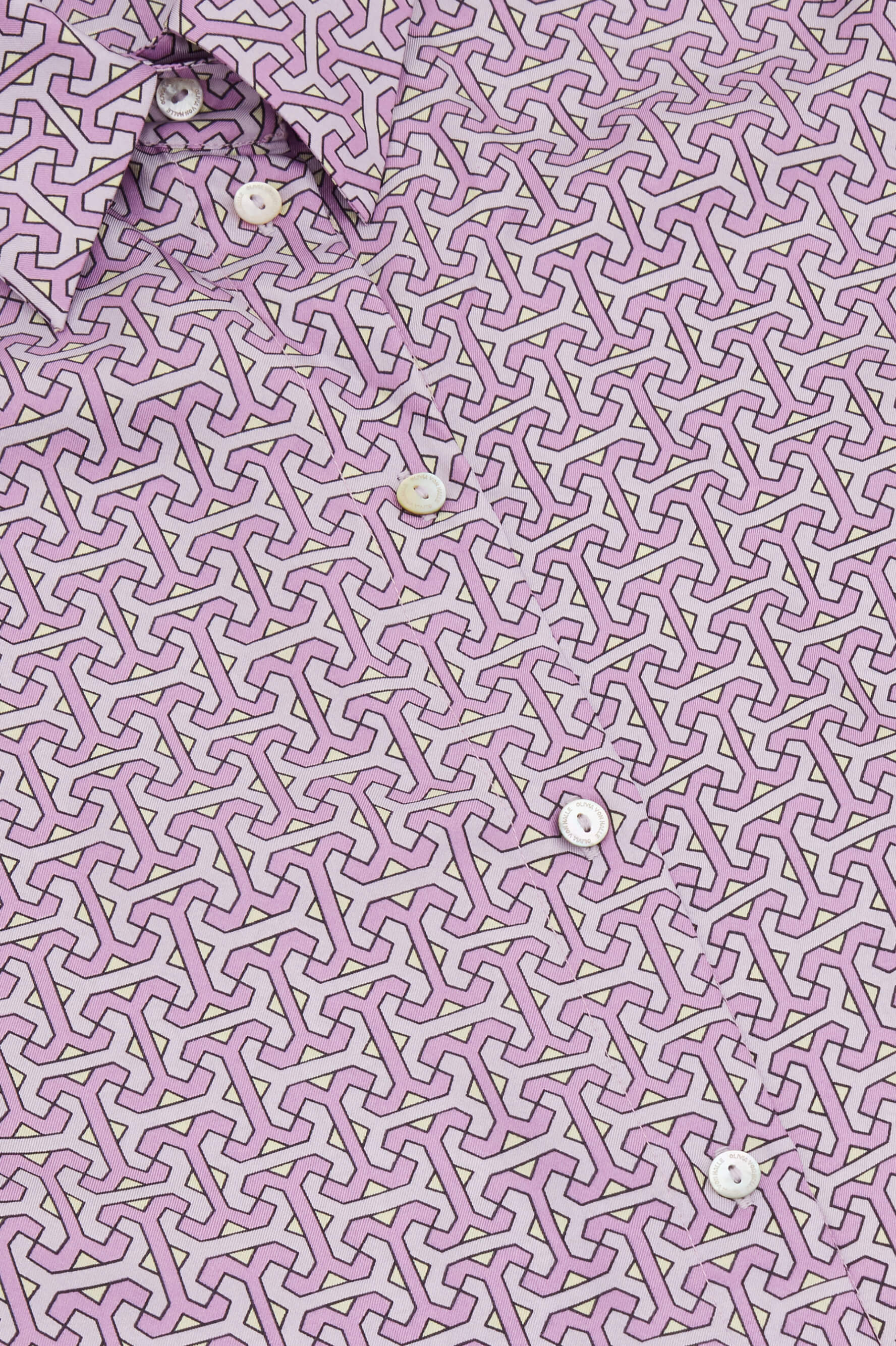 Wolfe Horizon Lilac Geometric Silk Twill Pajamas