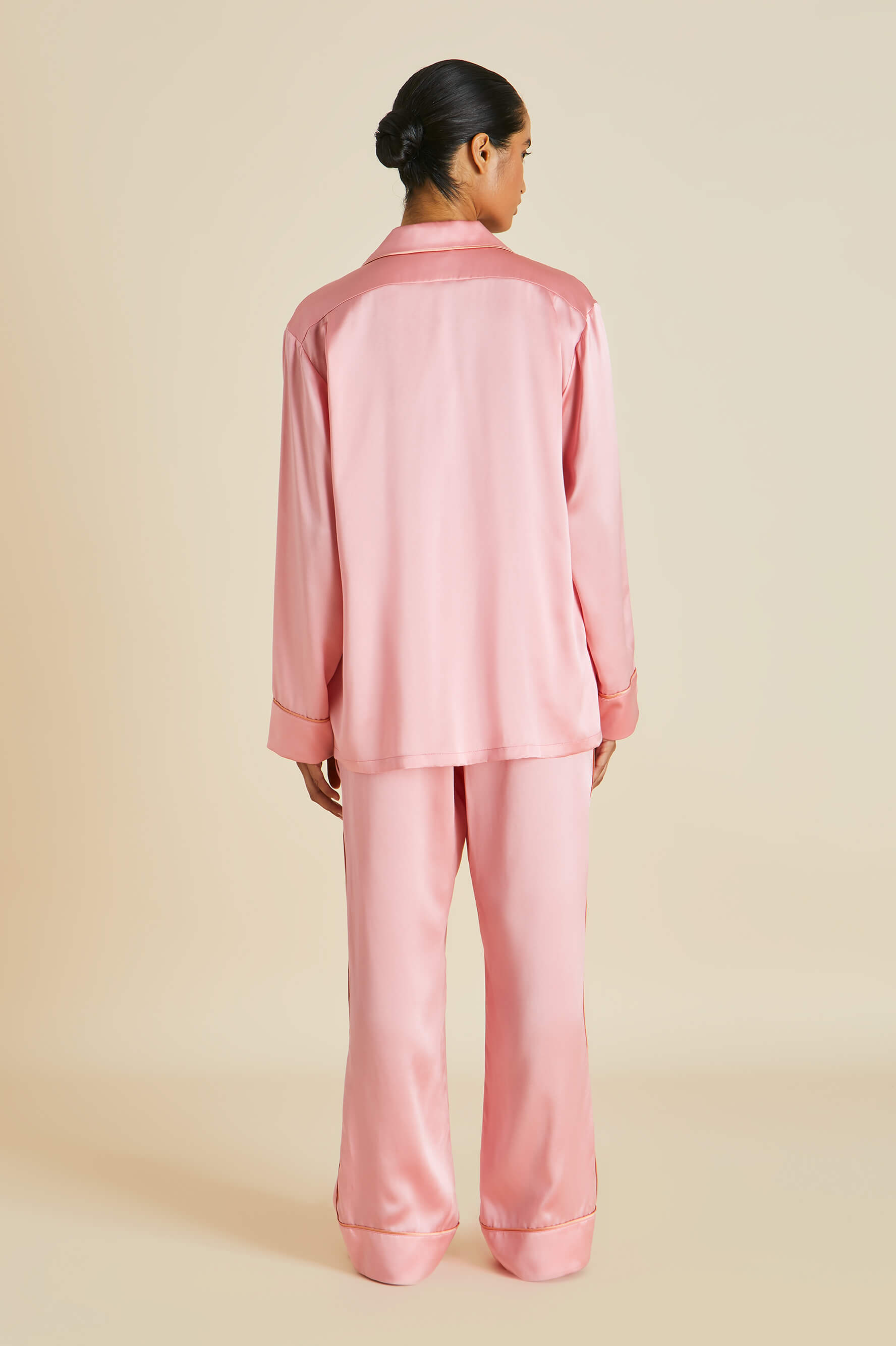 Yves Pink Pajamas in Silk Satin