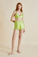 Zsa Zsa Palm Green Silk Satin Bralette Set